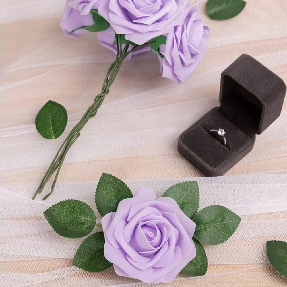 25 Count | Lavender Purple Roses Wedding Bouquet Flowers Centerpiece
